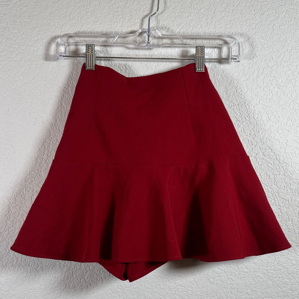 Zara Red Women's Skort with Tie Waist Sz Small - Picture 3 of 6